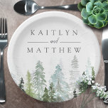 The Watercolor Pine Tree Forest Wedding Collection Paper Plate<br><div class="desc">Celebrate in style with these stylish and very trendy wedding paper plates. This design is easy to personalise with your special event wording and your guests will be thrilled when they see these fabulous plates.</div>