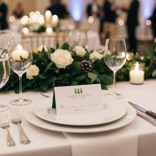 The Watercolor Pine Tree Forest Wedding Collection Place Card