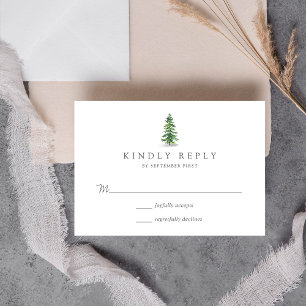 The Watercolor Pine Tree Forest Wedding Collection RSVP Card
