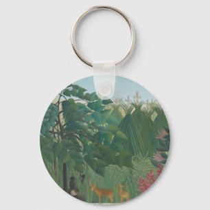 The Waterfall by Henri Rousseau, Vintage Fine Art Key Ring