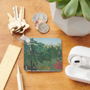 The Waterfall by Henri Rousseau, Vintage Fine Art Key Ring