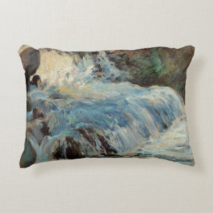 The Waterfall by Twachtman, Vintage Impressionism Decorative Cushion