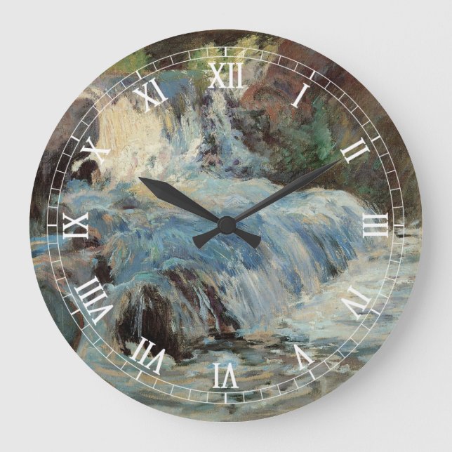 The Waterfall by Twachtman, Vintage Impressionism Large Clock (Front)