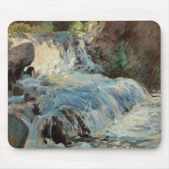 The Waterfall by Twachtman, Vintage Impressionism Mouse Mat (Front)