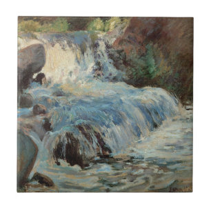 The Waterfall by Twachtman, Vintage Impressionism Tile
