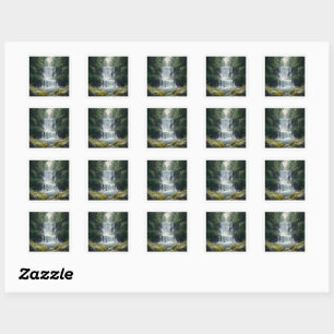 The Waterfall Landscape Square Sticker