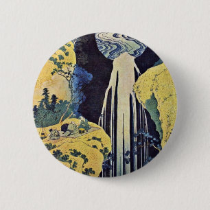 The Waterfall Of Amida Behind The Kiso Road (From 6 Cm Round Badge