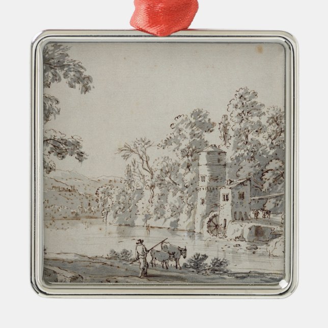 The Watermill by the Ford Metal Tree Decoration (Front)