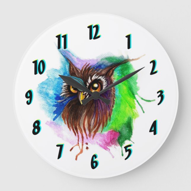 The Watery Owl Round Wall Clock (Front)