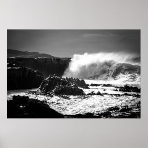 The Wave Black & White Poster
