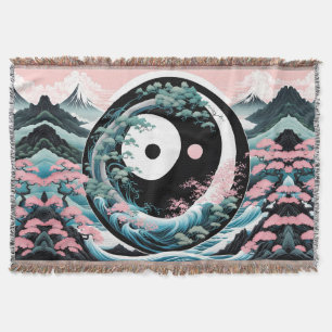 The Wave Pink Sage Teal Throw Blanket