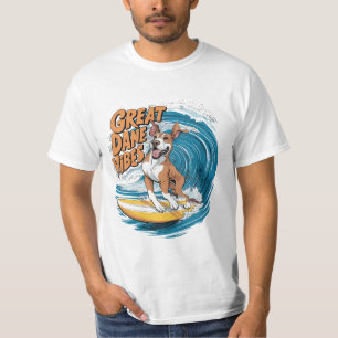 The Wave Rider Great Dane Dog Surfing T-Shirt
