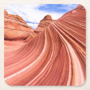 The Wave Sandstone Rock Formation Square Paper Coaster
