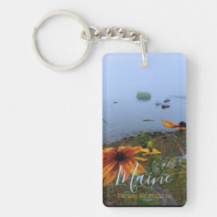 The way life should be orange daisy, Lubec Maine Key Ring