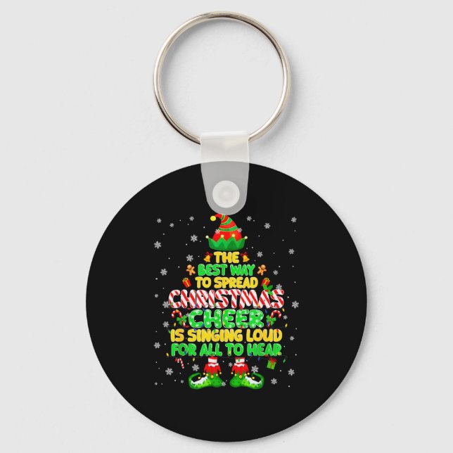 The Way To Spread Christmas Elf Xmas Boys Mens Kid Key Ring (Front)