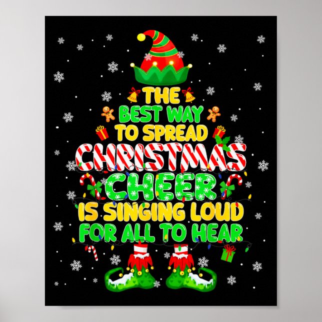 The Way To Spread Christmas Elf Xmas Boys Mens Kid Poster (Front)