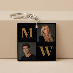 The Way We Are Custom Couple Black Photo Initial Key Ring