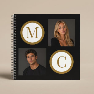 The Way We Are Custom Couple Photo Monogram Black Notebook