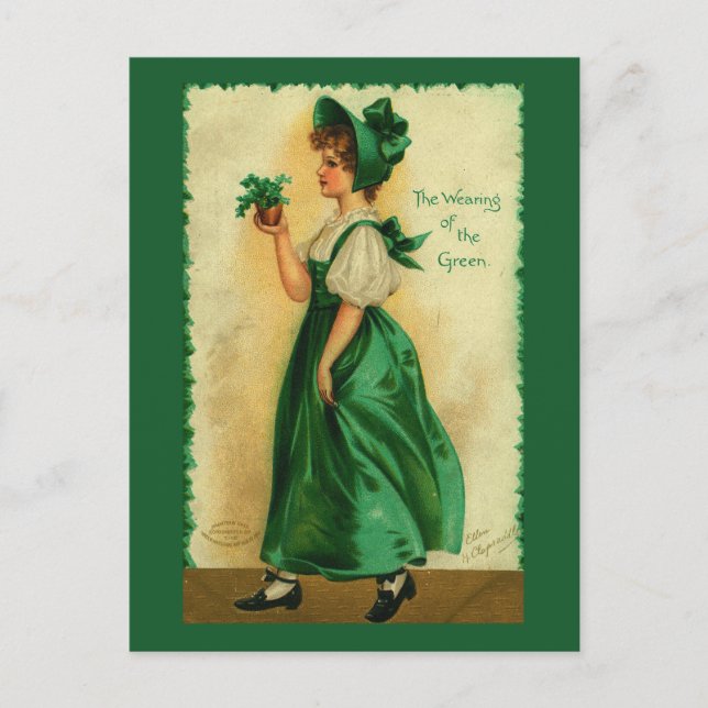 The Wearing of the Green Shamrock Art Postcard (Front)