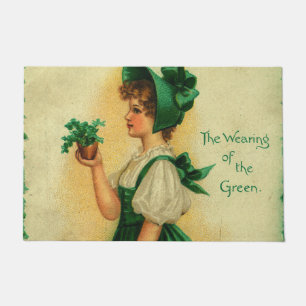 "The Wearing of the Green" vintage card, 1907 Doormat