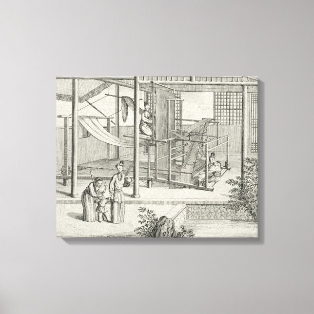 `The Weaving of Flower'd Silks', Two Women at Work Canvas Print (Front)