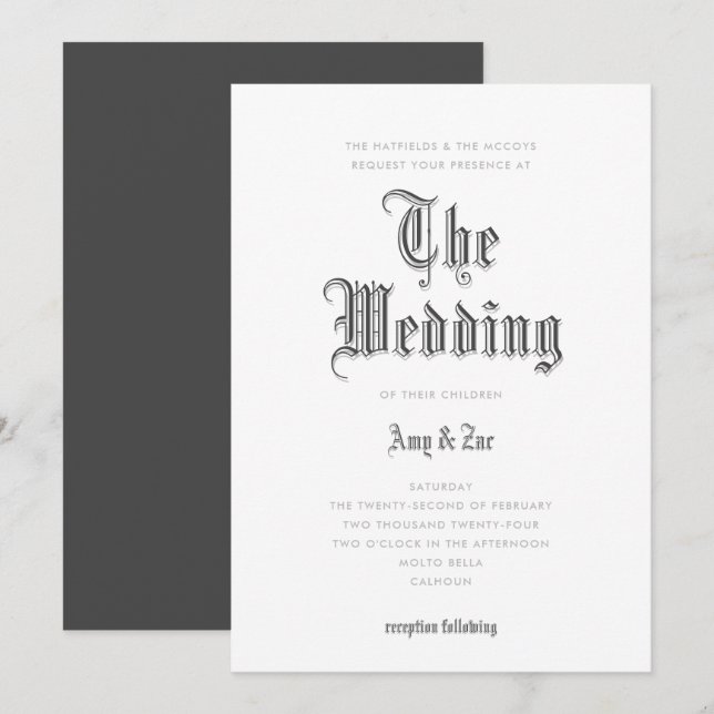The Wedding Blackletter Wedding Invitation (Front/Back)