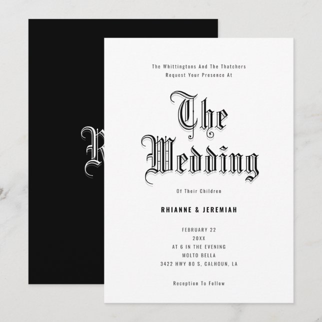 The Wedding Blackletter Wedding Invitation (Front/Back)