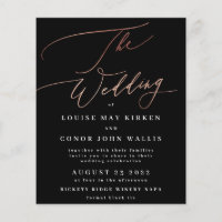 The Wedding Budget Rose Gold Onyx Elegant Invite