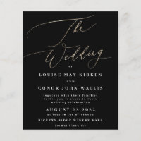 The Wedding Budget Yellow Gold Onyx Elegant Invite