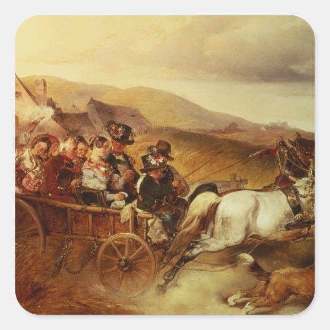 The Wedding Cart Square Sticker (Front)