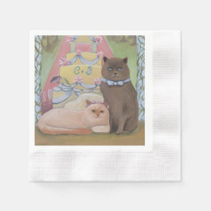 The Wedding Cats Personalise Initials Set of Napkin