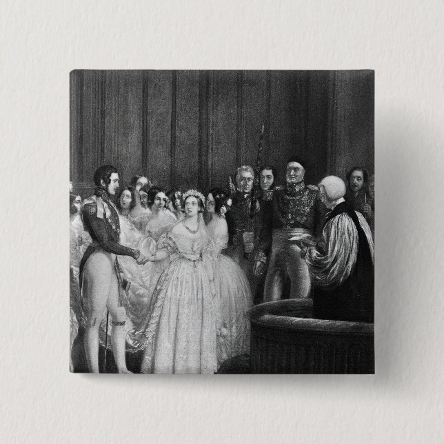 The wedding ceremony 15 cm square badge (Front)