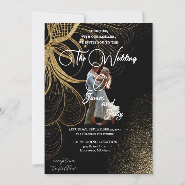 the wedding Invitation golden  (Front)