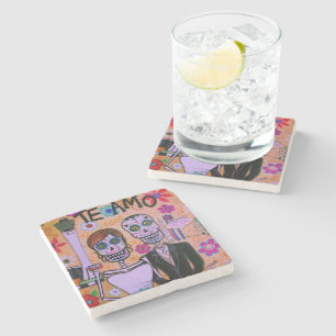 The Wedding Las Vegas Dia de los Muertos Stone Coaster