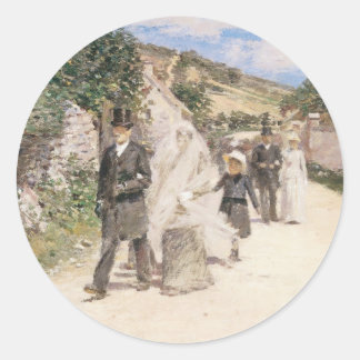 The Wedding March by Robinson, Vintage Newlyweds Classic Round Sticker