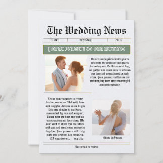 The Wedding News Vintage Newspaper Wedding Invitation