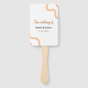 The wedding of add bride groom name date peach hand fan