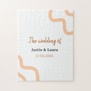 The wedding of add bride groom name date peach jigsaw puzzle