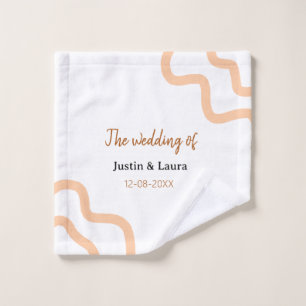 The wedding of add bride groom name date peach wash cloth