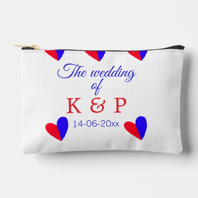 The wedding of add couple name initial letter date accessory pouch (Front)