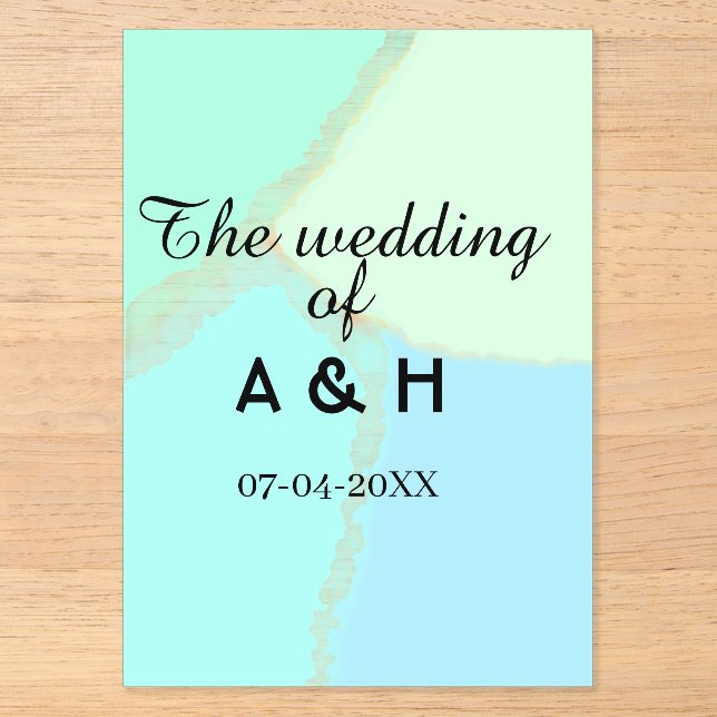 The wedding of add couple name initial letter date acrylic invitations (Front)