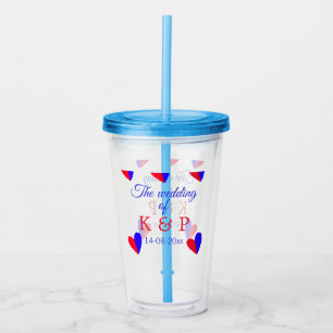 The wedding of add couple name initial letter date acrylic tumbler