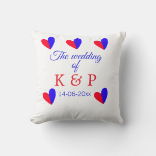 The wedding of add couple name initial letter date cushion