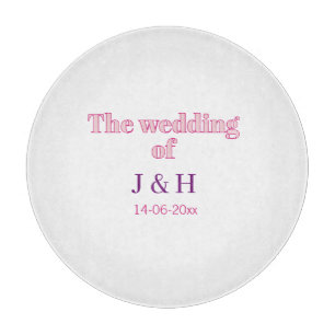 The wedding of add couple name initial letter date cutting board