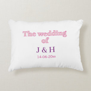 The wedding of add couple name initial letter date decorative cushion