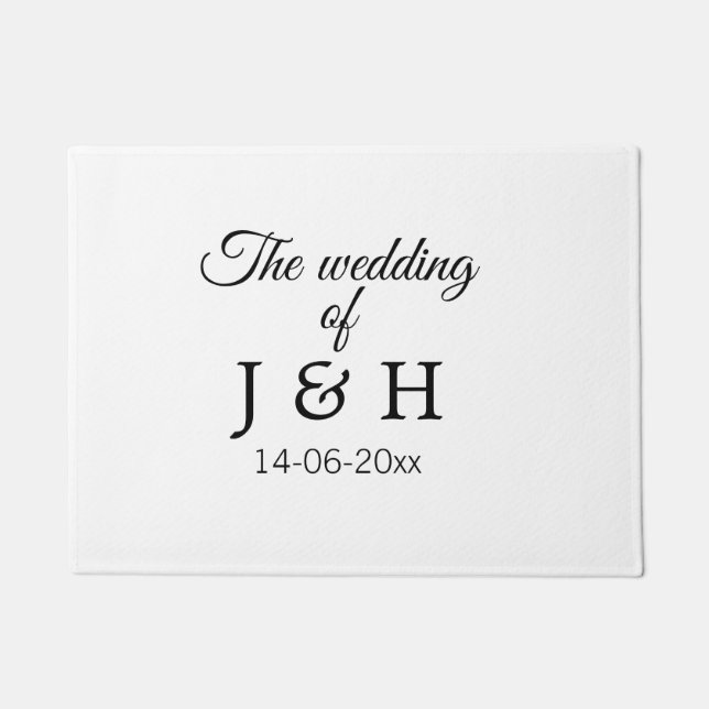 The wedding of add couple name initial letter date doormat (Front)