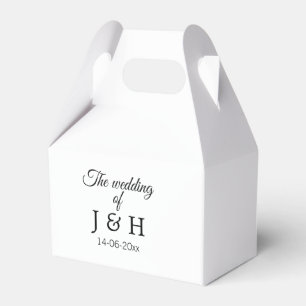 The wedding of add couple name initial letter date favour box