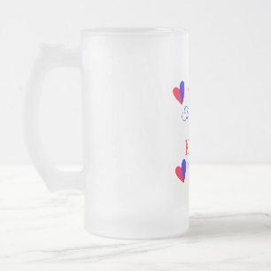The wedding of add couple name initial letter date frosted glass beer mug