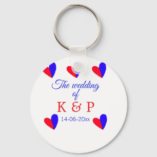 The wedding of add couple name initial letter date key ring