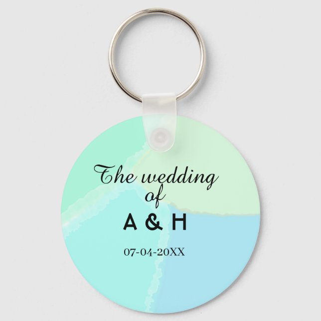The wedding of add couple name initial letter date key ring (Front)